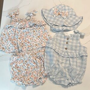 NWOT Nicole Miller Blue and White Kids Summer Outfit Set